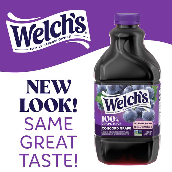 (8 pack) Welch's 100% Grape Juice, Concord Grape, 64 fl oz Bottle