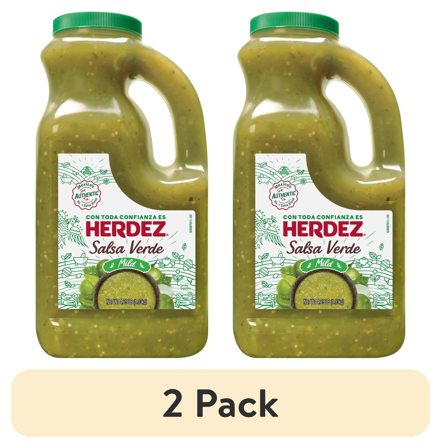HERDEZ Salsa Verde Mild, Tortilla Chip Dip, Shelf Stable, Large 68 oz Plastic Jug