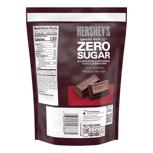 Hershey's Special Dark Zero Sugar Chocolate Candy, Bag 5.1 oz
