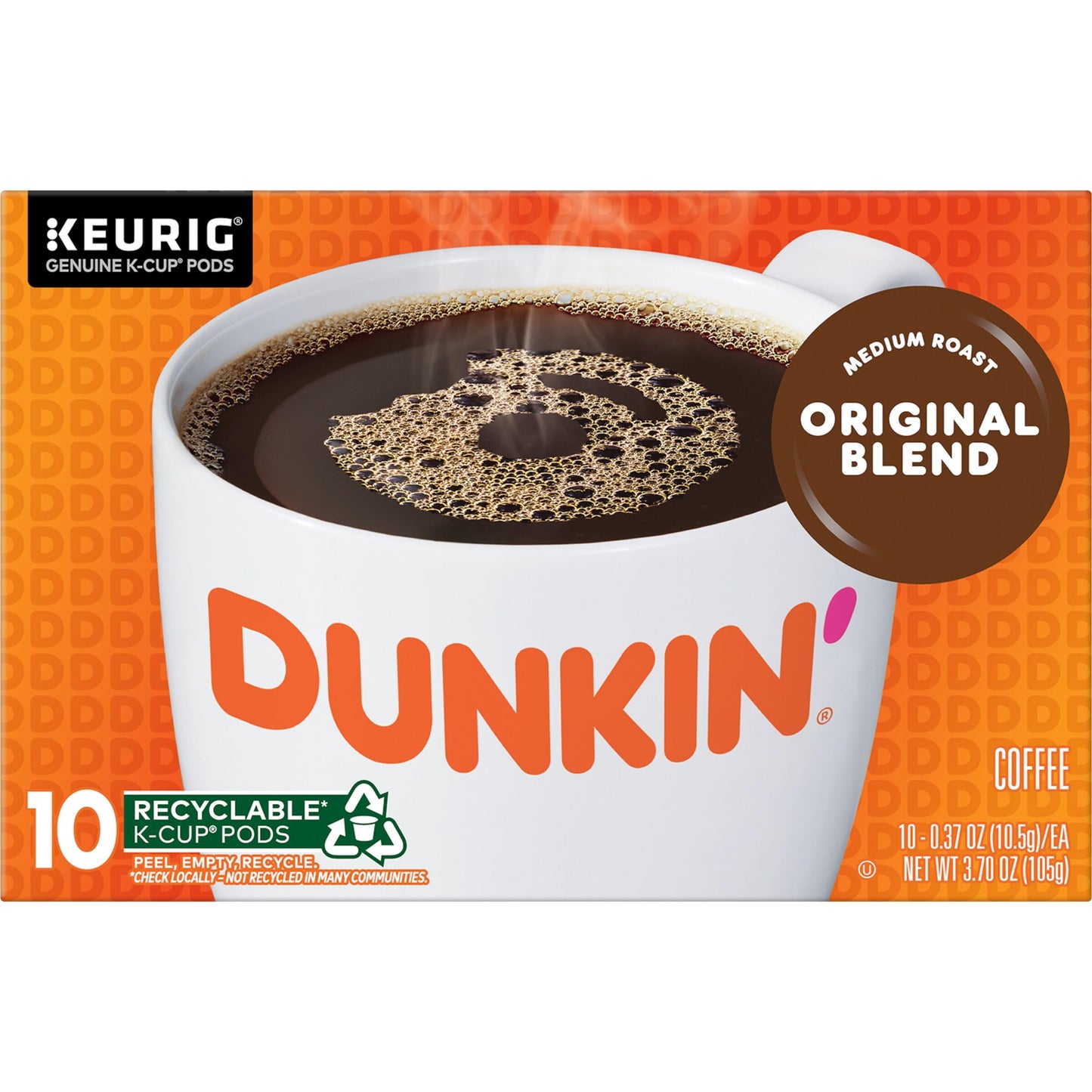 Dunkin’ Original Blend Medium Roast Coffee, Keurig K-Cup Pods, 10 Count Box