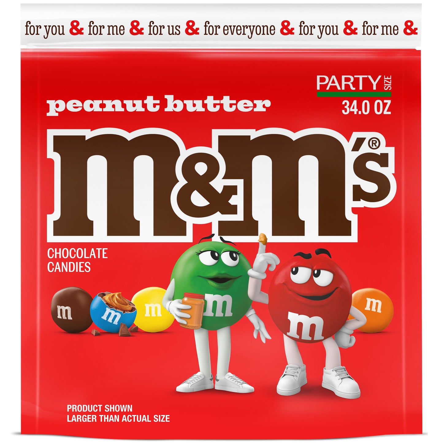 M&M's Peanut Butter Chocolate Candy, Family Size - 17.2 oz Bulk Bag