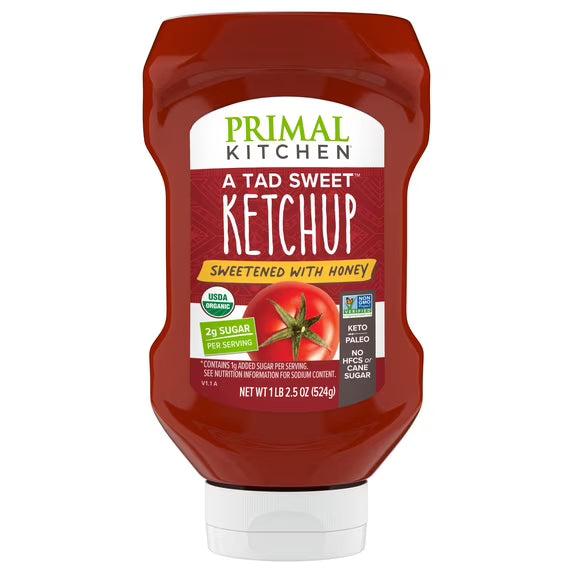 (pack of 2)Primal Kitchen A Tad Sweet Squeeze Ketchup - Sweetened with Honey, 18.5 oz