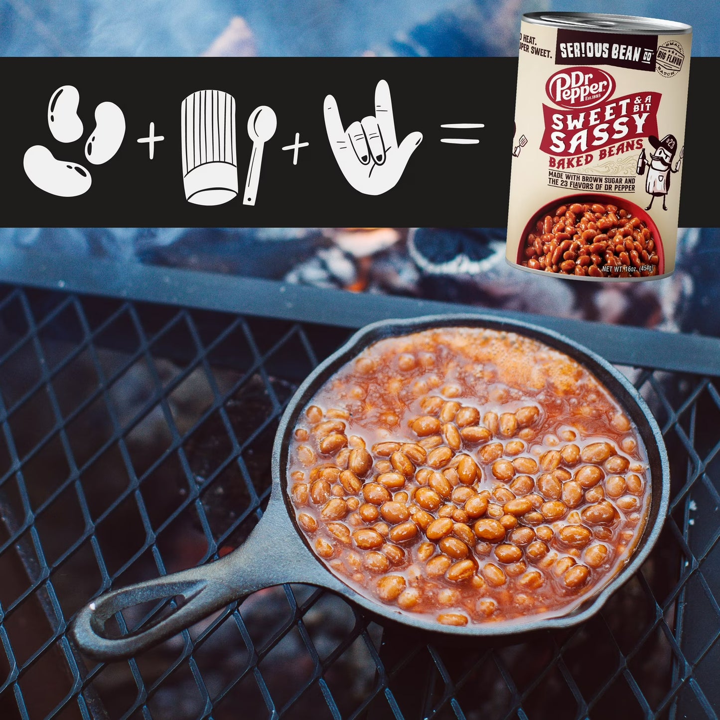 SERIOUS Bean Co Sweet and a Bit Sassy Dr Pepper Baked Beans, 4-pack of 16 Oz Cans