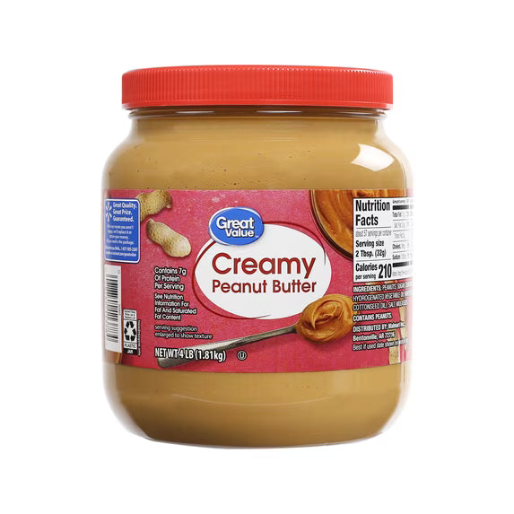 (3 pack) Great Value Creamy Peanut Butter, 64 oz