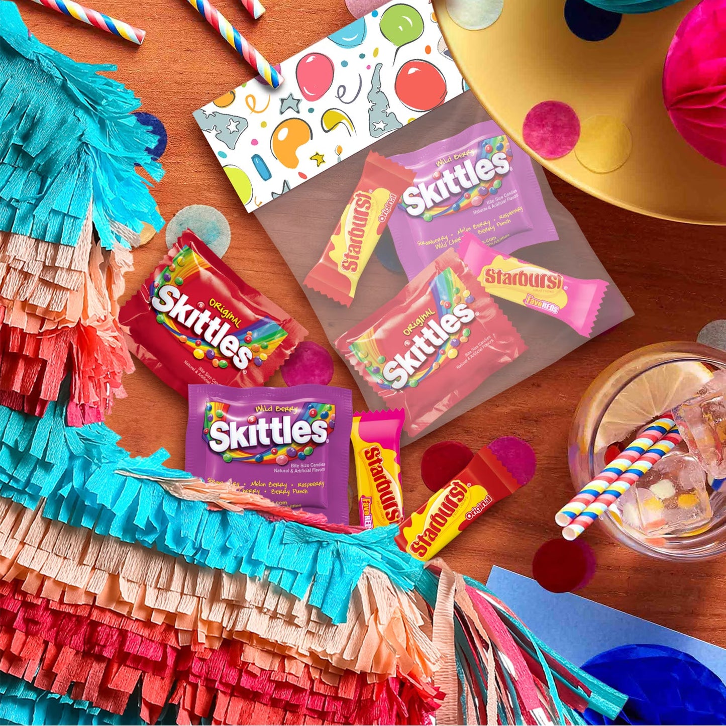 (pack of 2)Skittles & Starburst Fun Size Chewy Candy Variety Bag, Party Size - 20.13 oz Bulk Bag