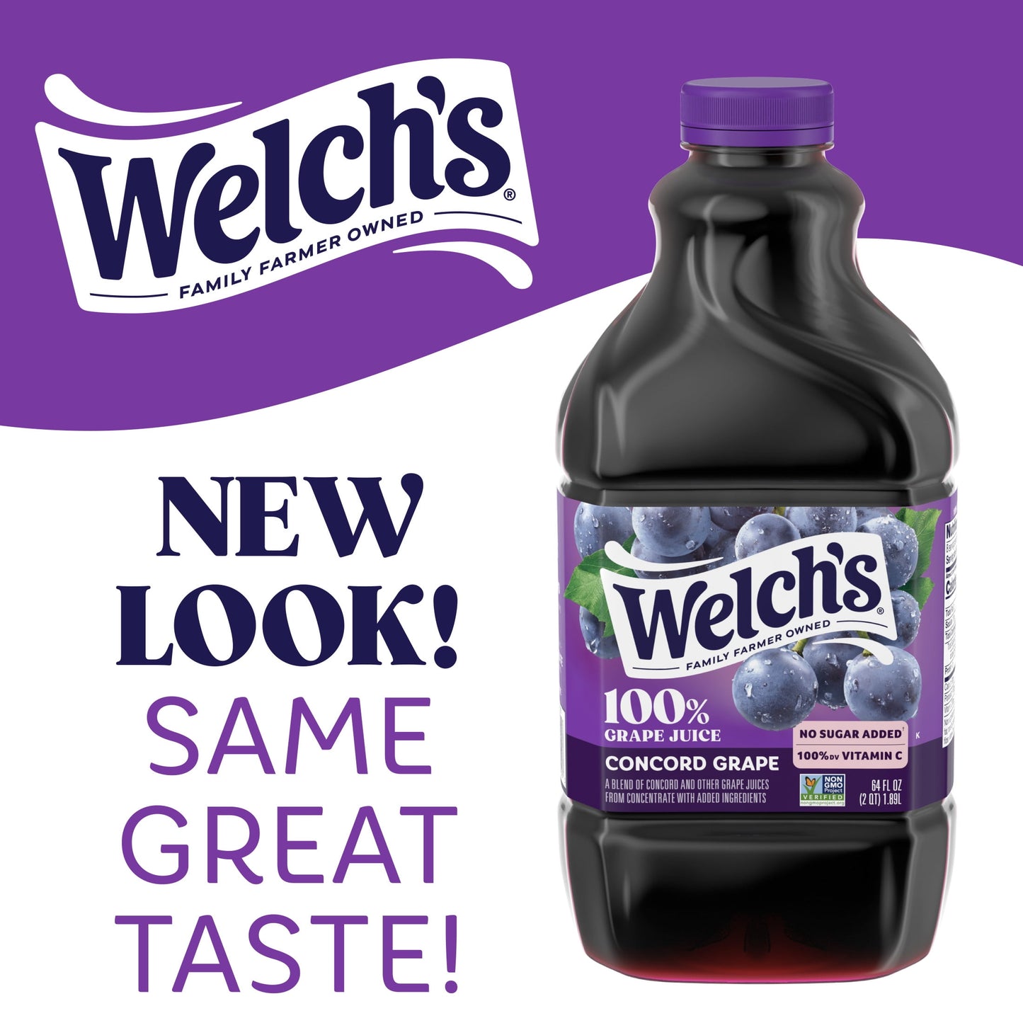 Welch's 100% Grape Juice, Concord Grape, 64 fl oz Bottle