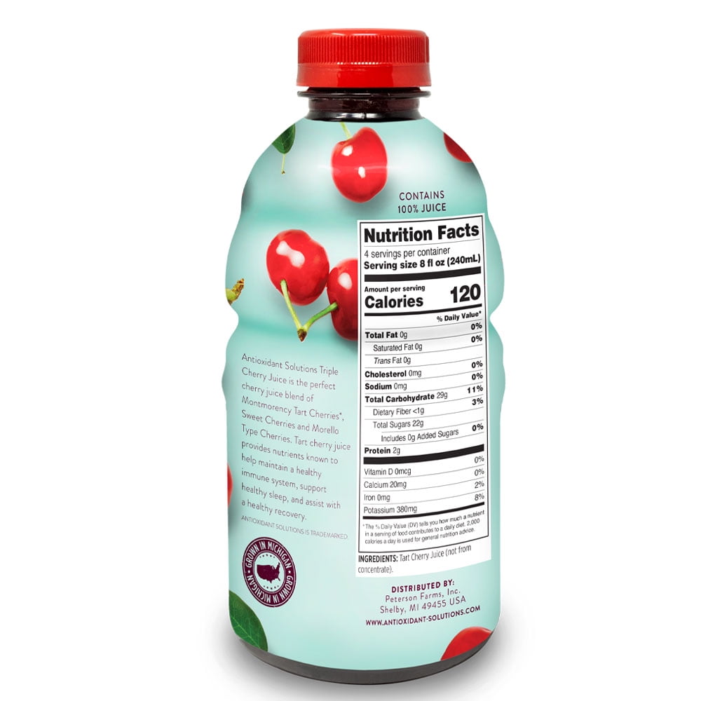 Antioxidant Solutions 100% Pure Tart Cherry Juice Not From Concentrate 32 fl oz