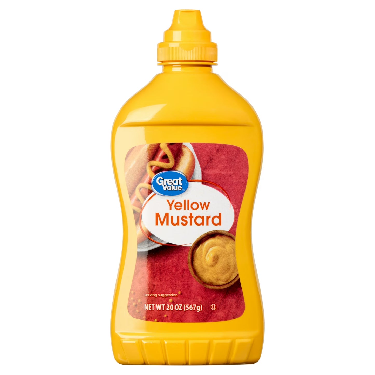 (12 pack) Great Value Yellow Mustard, 20 oz Squeeze Bottle