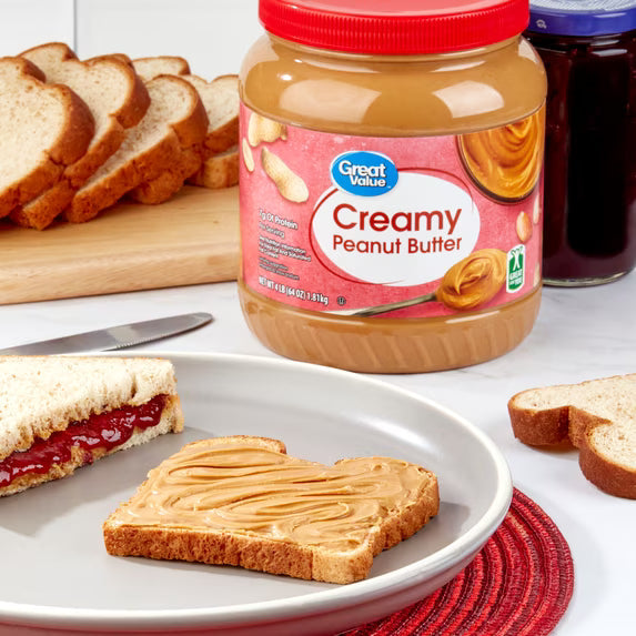 (3 pack) Great Value Creamy Peanut Butter, 64 oz