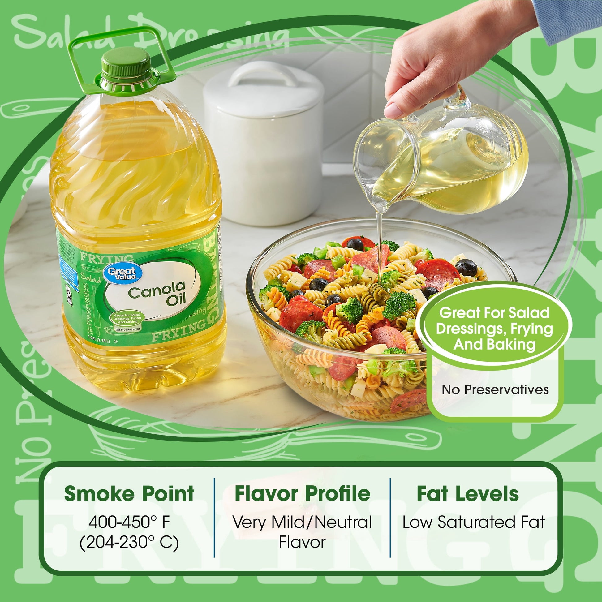 Great Value Canola Oil, Heart Healthy, High Smoke Point, 1 Gallon Bottle