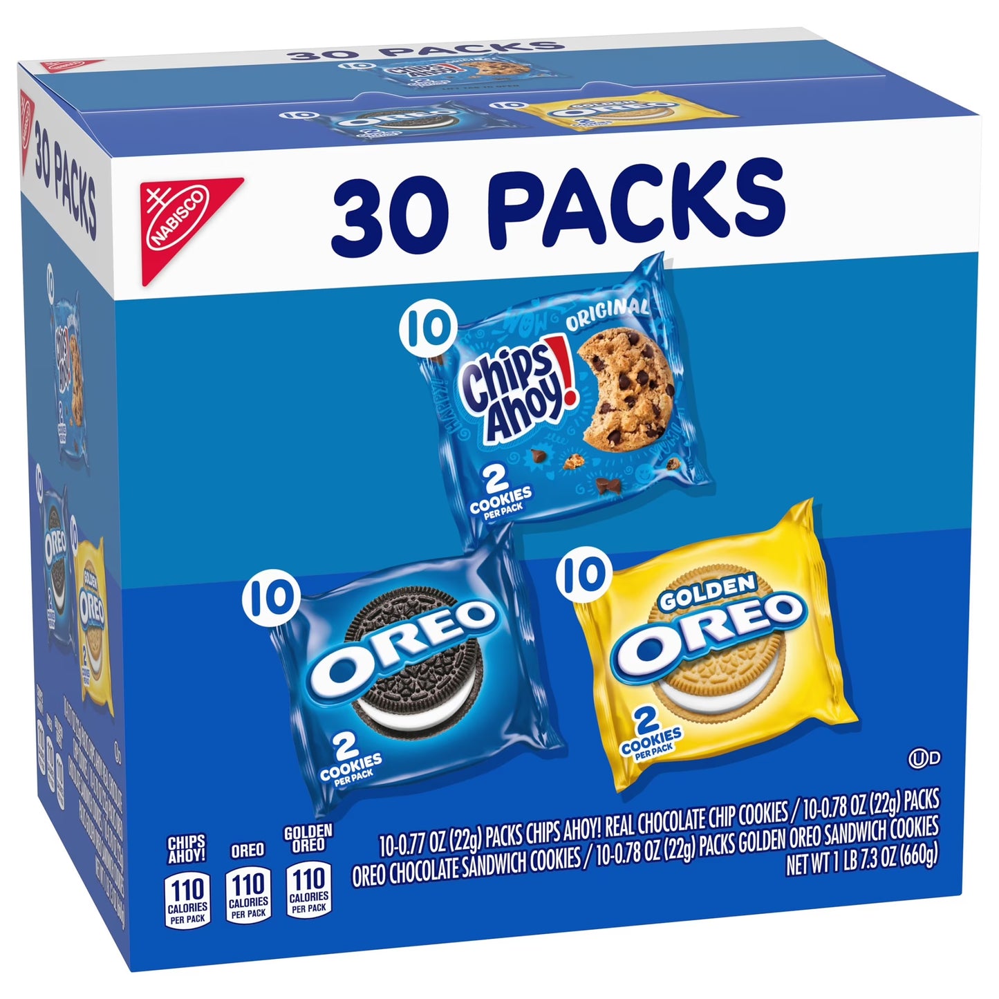 Nabisco Sweet Treats Cookie Variety Pack OREO, OREO Golden & CHIPS AHOY!, 30 Snack Packs