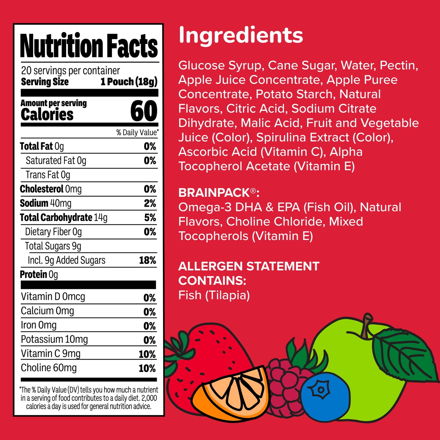 Brainiac Fruit Snacks with Brainpack, Mixed Fruit Flavor, 20 Count