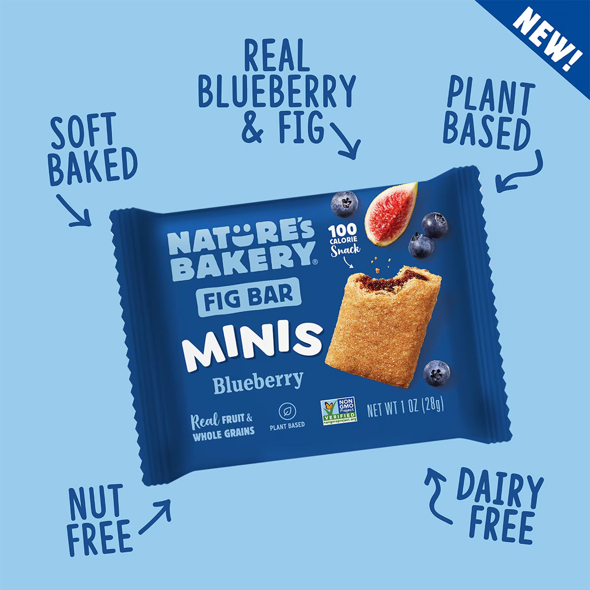 Blueberry Fig Bar Minis, 1 Ounce, 20 Count, Healthy Snack, All Natural