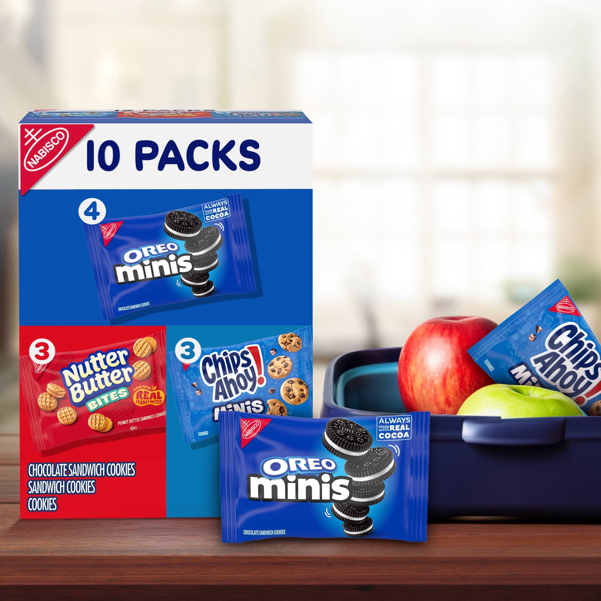 Nabisco Cookies Variety Pack, OREO Minis, Nutter Butter Bites, & CHIPS AHOY! Minis,10 Snack Packs