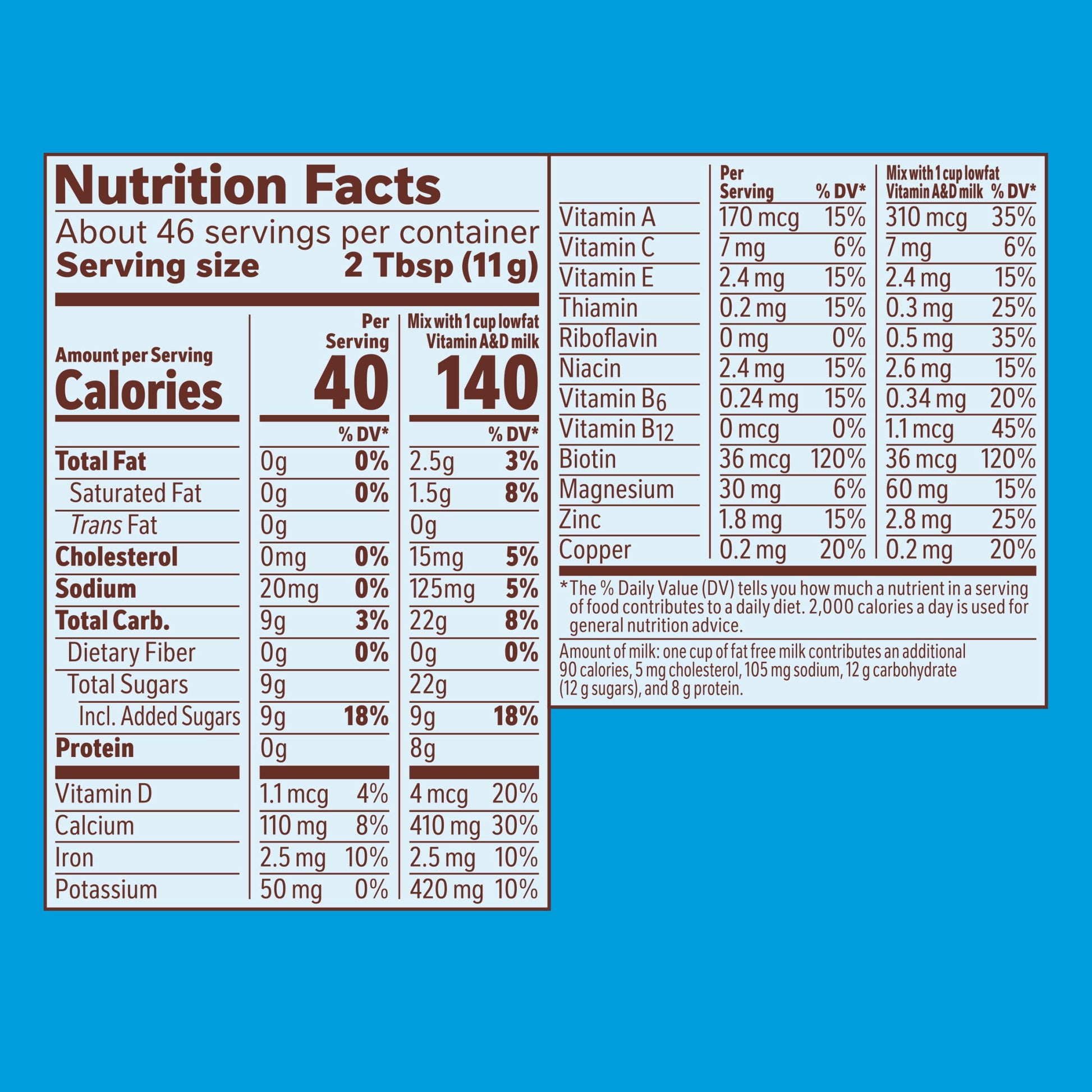 Ovaltine Rich Chocolate Powdered Stir In Drink Mix for Hot and Cold Milk, 18 oz, 46 Servings