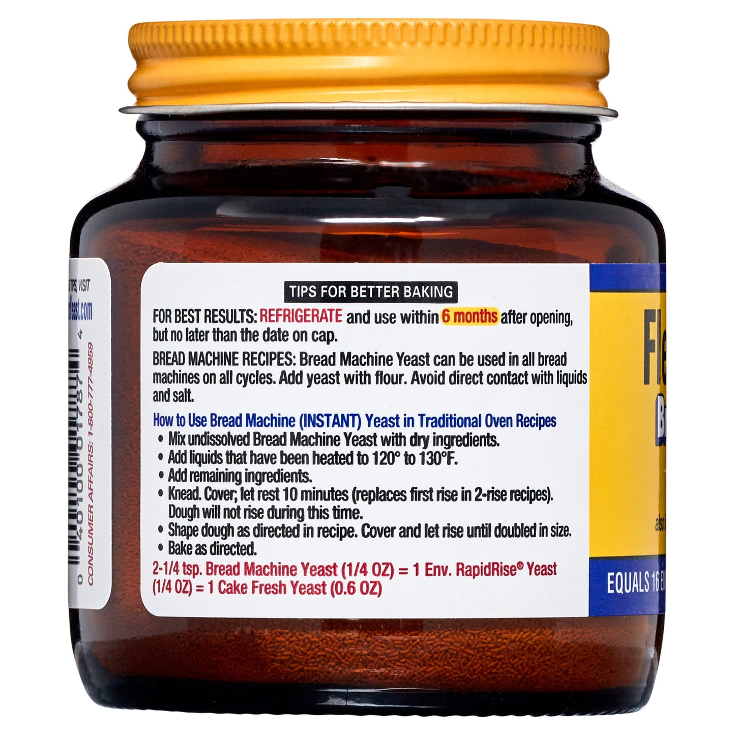 Fleischmann's Classic Bread Machine Instant Yeast 4 oz Jar.