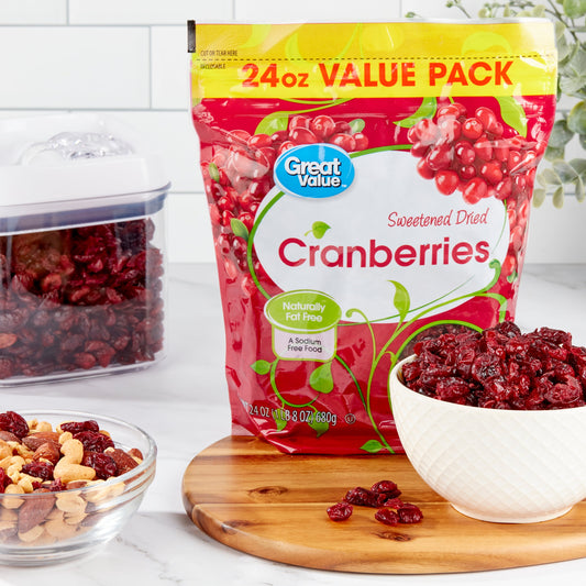Great Value Sweetened Dried Cranberries, 24 oz