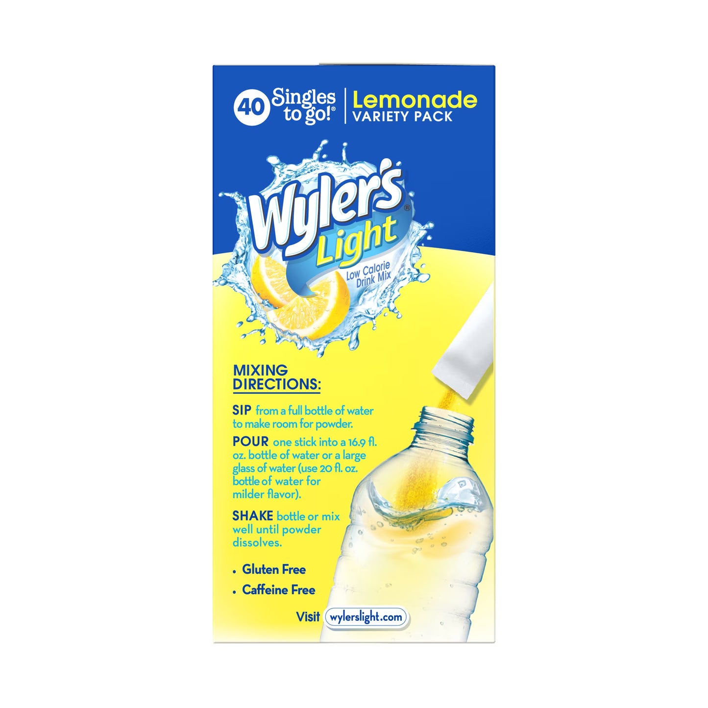 Wyler's Light Lemonade Powder Mix, Singles To Go Variety Pack, 4 Flavors, 40 Count (Pack of 2)
