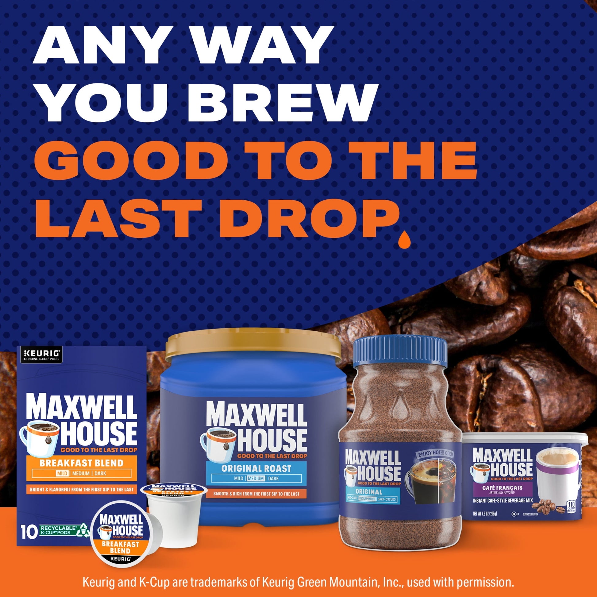 Maxwell House Original Roast Instant Coffee, 8 oz Jar