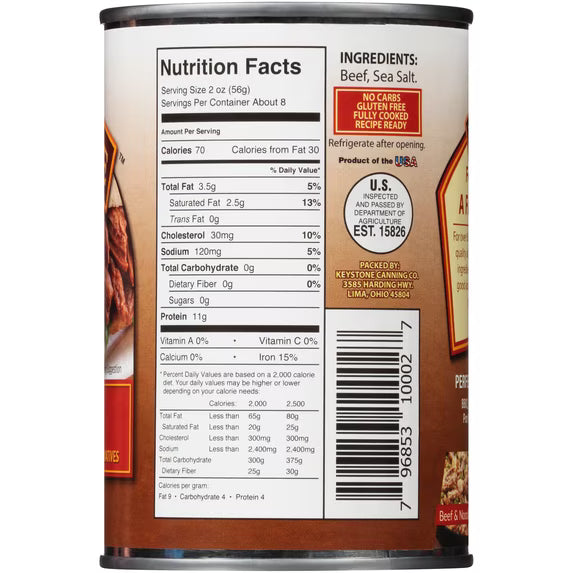 (2 pack) Keystone All Natural Beef, 14.5 oz Can
