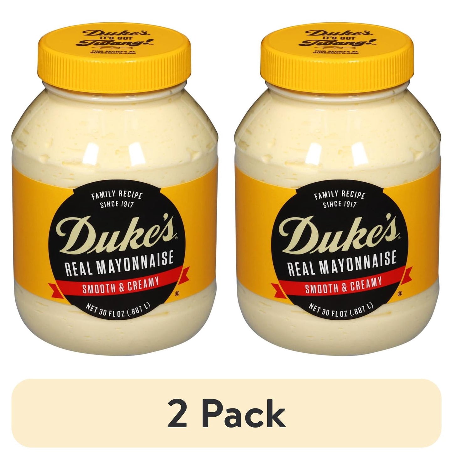 (2 pack) Duke's® Real Mayonnaise, 30 oz Jar, Smooth & Creamy Mayo