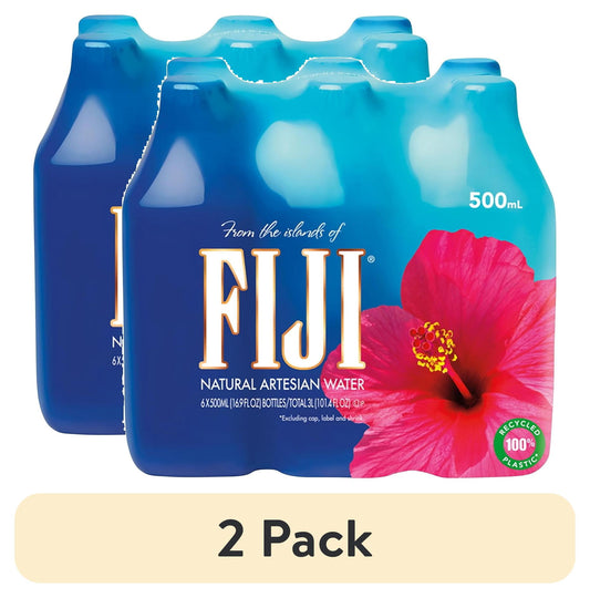 (2 pack) FIJI Natural Artesian Water, 16.9 fl. oz. (Pack of 6 Bottles)