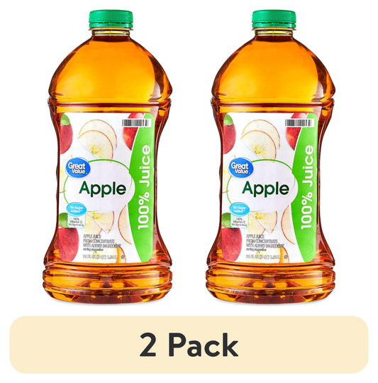 (2 pack) Great Value 100% Apple Juice, 96 fl oz