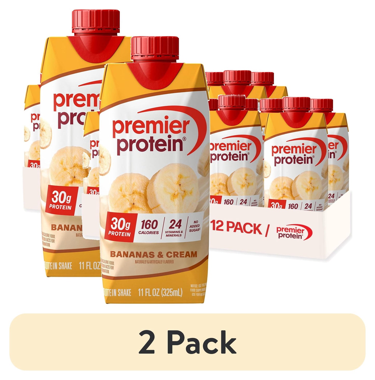 Premier Protein Shake, Bananas & Cream, 30g Protein, 11 Fl Oz, 4 Ct