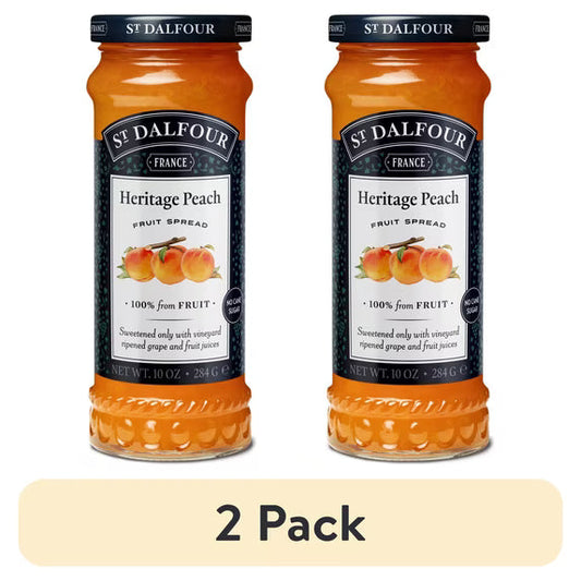 (2 pack) St Dalfour Heritage Peach Fruit Spread, 100% from Fruit, Vegan & Gluten Free, 10 oz Jar