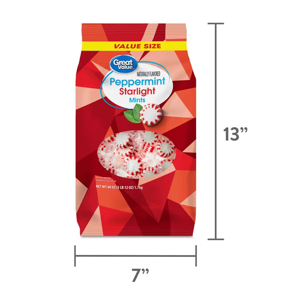 (6 pack) Great Value Peppermint Starlight Mints Hard Candy, 60 oz