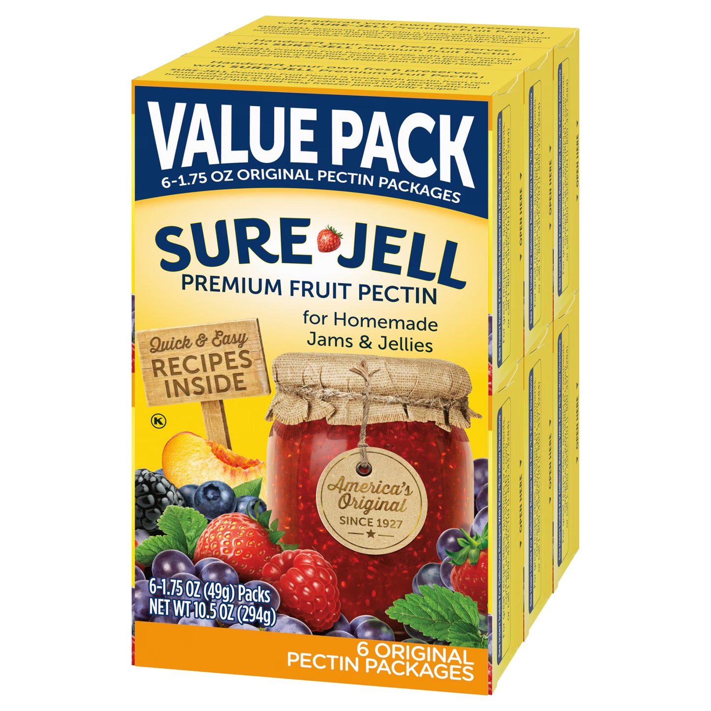 Sure-Jell Original Premium Fruit Pectin for Homemade Jams & Jellies Value Pack, 6 ct Box, 1.75 oz Packs