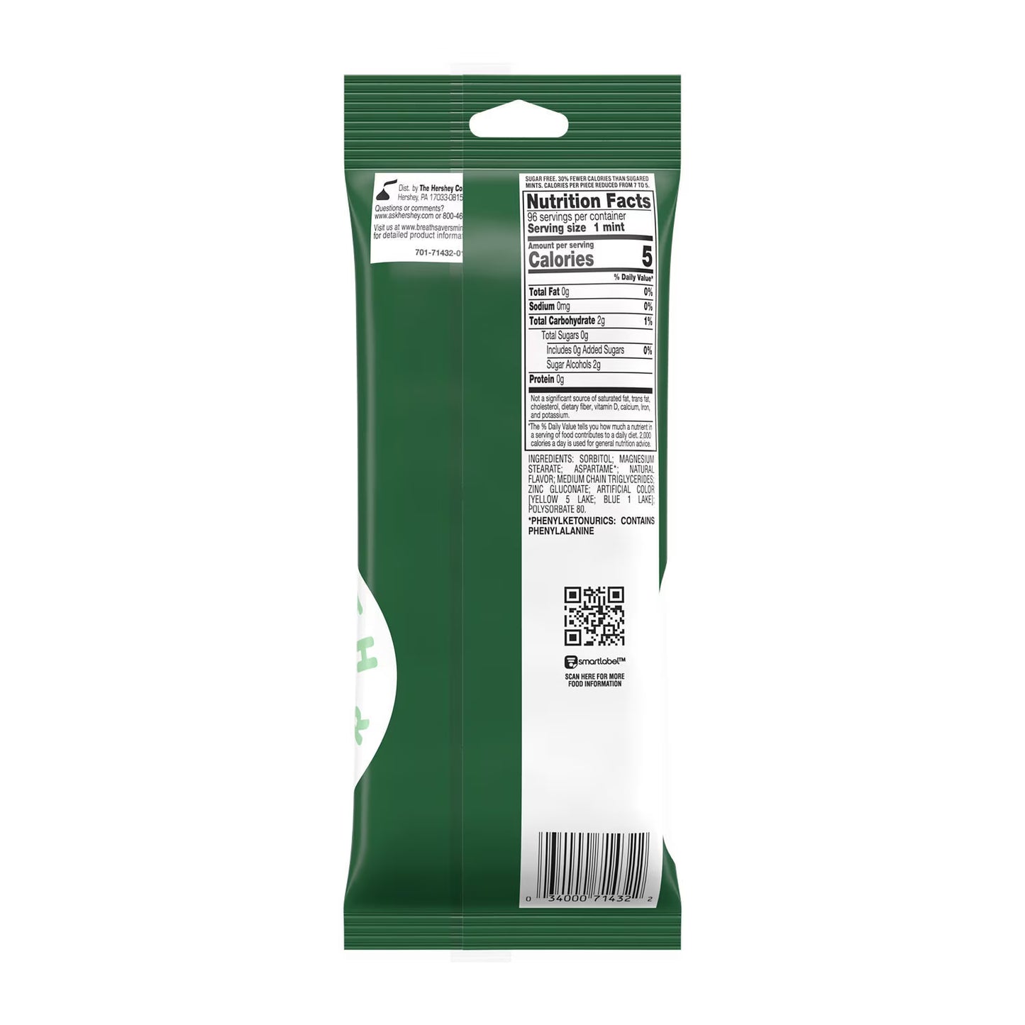 (3 pack) Breath Savers Spearmint Flavored Sugar Free Breath Mints, Rolls 0.75 oz, 8 Count