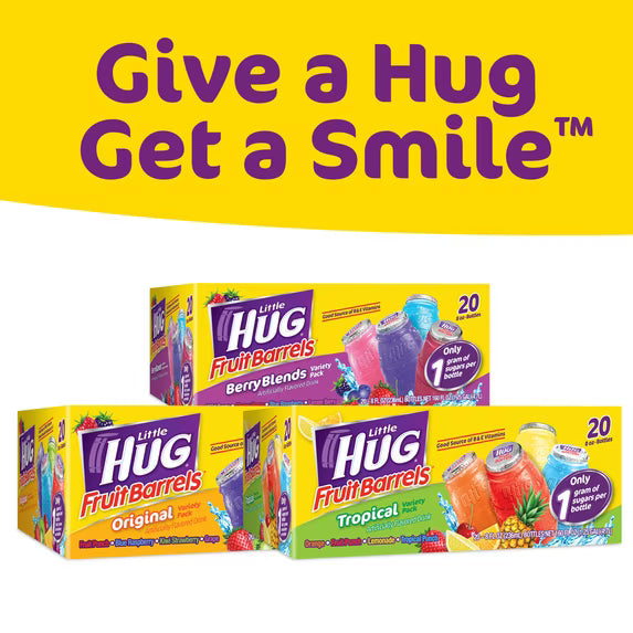 Little HUG Fruit Barrels, Original, Shelf Stable Kids Drinks Variety Pack, 40 Count, 8 fl oz Bottles( 3 pack)
