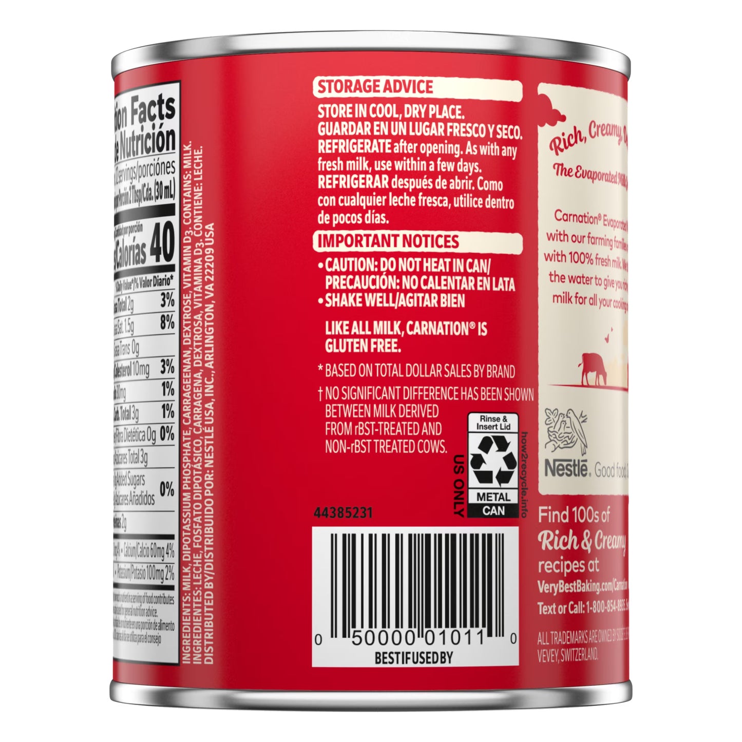 (8 pack) Nestle Carnation Vitamin D Added Evaporated Milk, 12 fl. oz. Can