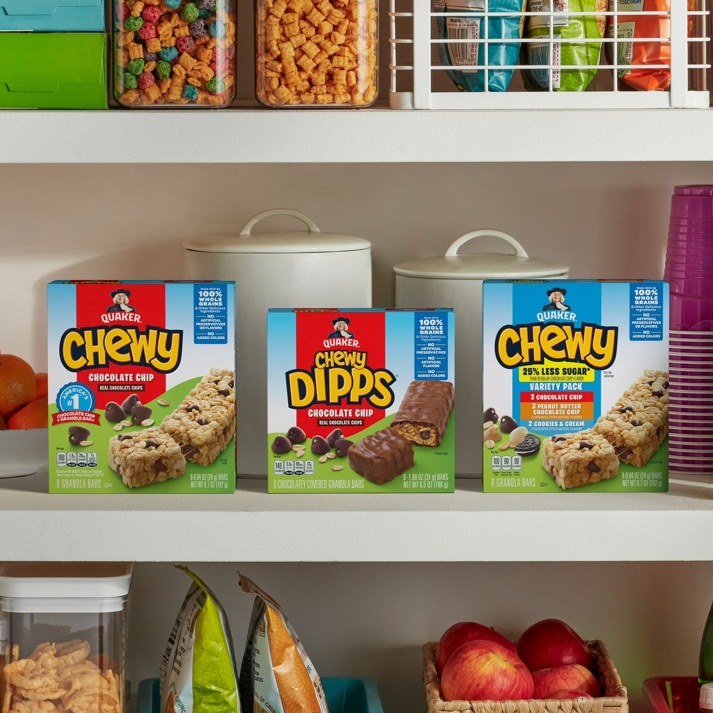 (4 pack) Quaker Chewy Granola Bars, 3 Flavor Variety Pack, 30.4 oz, 36 Count