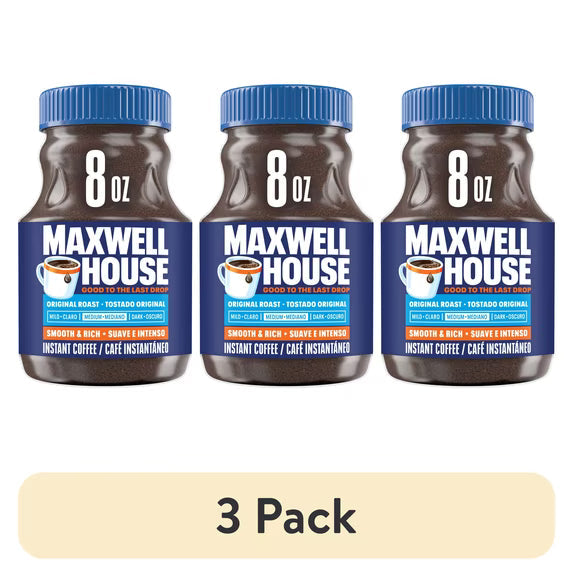 (3 pack) Maxwell House Original Roast Instant Coffee, 8 oz Jar