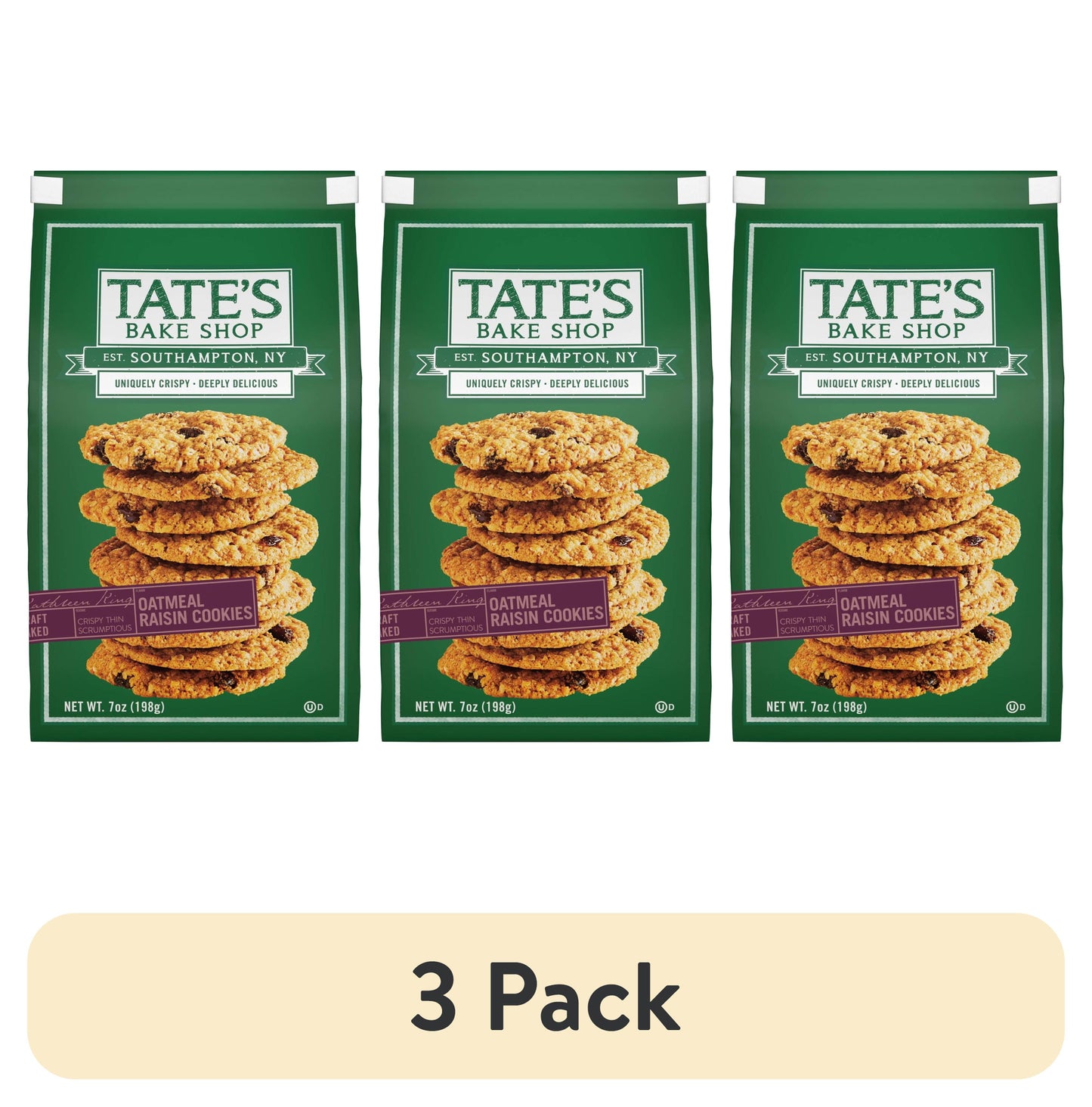 Tate's Bake Shop Oatmeal Raisin Cookies, 7 oz
