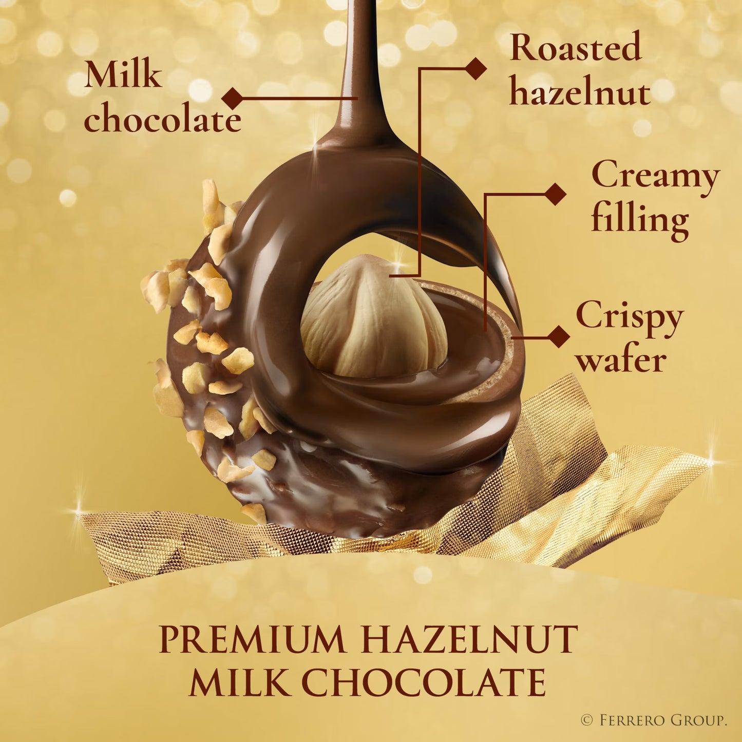 Ferrero Rocher Gourmet Hazelnut Milk Chocolate Gift Box, 12 Individually Wrapped Chocolates, 5.3 oz( pack of 2)