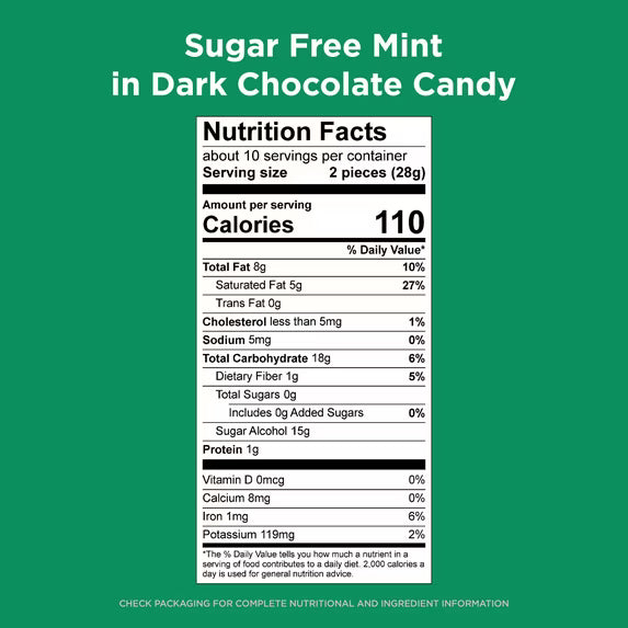(2 pack)RUSSELL STOVER Sugar Free Dark Chocolate Mint Candy, 10 oz. bag