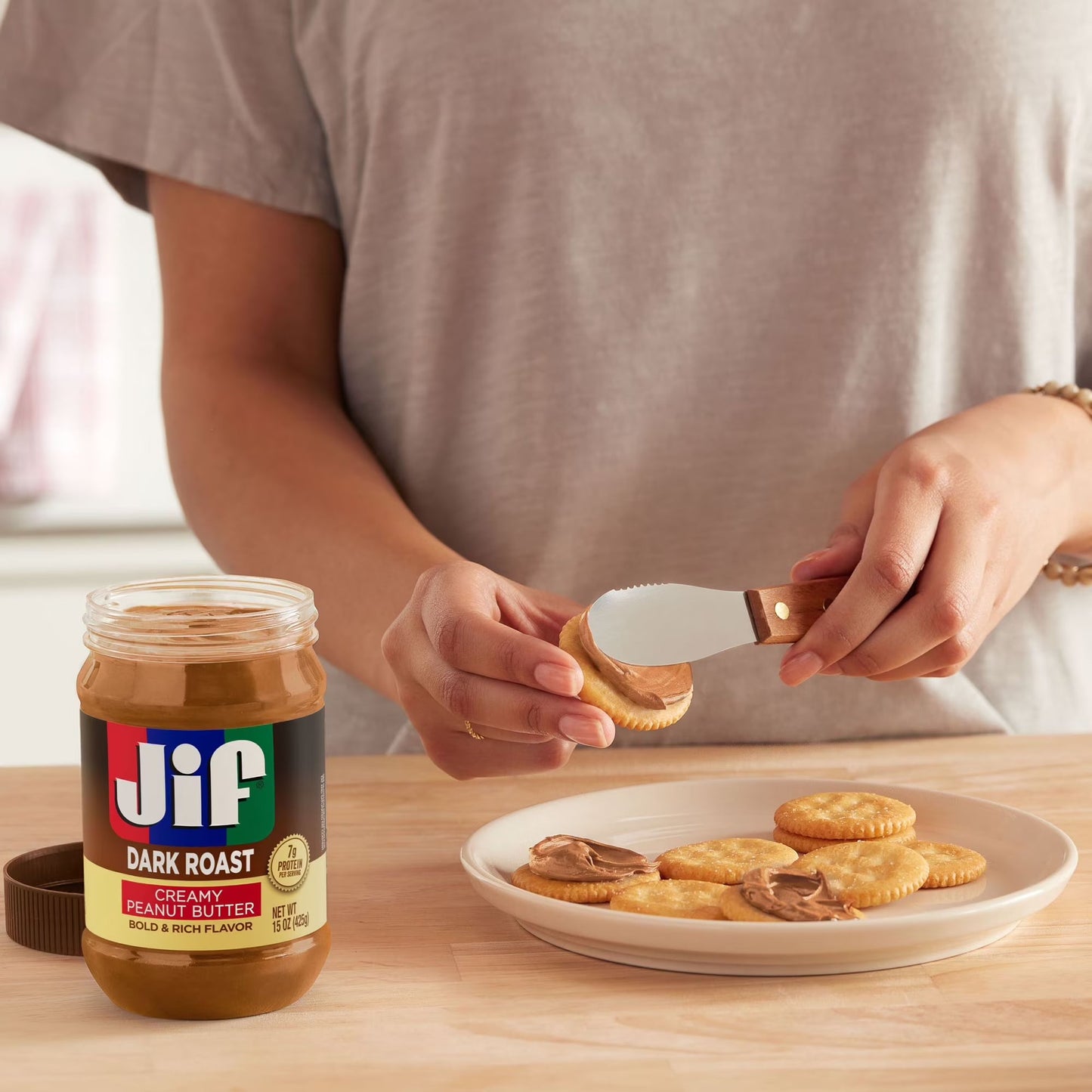Jif Dark Roast Creamy Peanut Butter, 15 oz Jar
