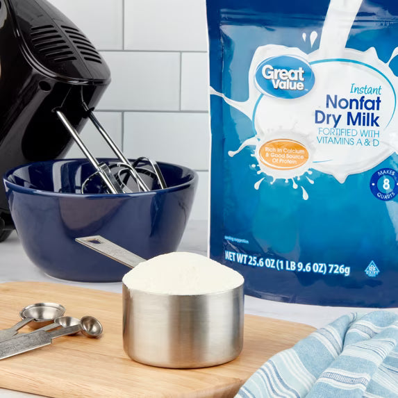 ( pack of 2)Great Value Instant Nonfat Dry Milk, 25.6 oz Bag, Makes 8 Quarts