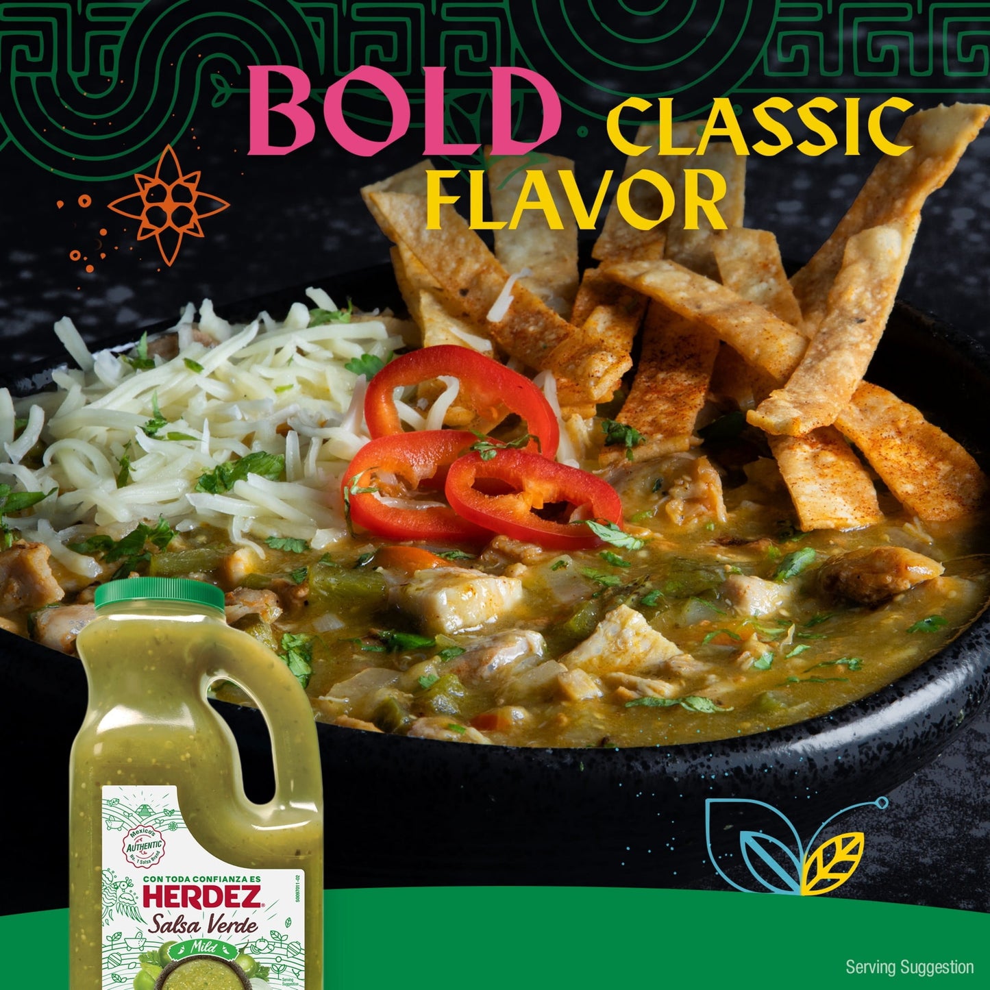 HERDEZ Salsa Verde Mild, Tortilla Chip Dip, Shelf Stable, Large 68 oz Plastic Jug