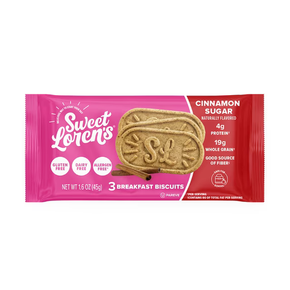 Sweet Loren's Breakfast Biscuits, Cinnamon Sugar, Gluten Free, 15 Count, 1.6 oz (45g) Each (pack of 2)