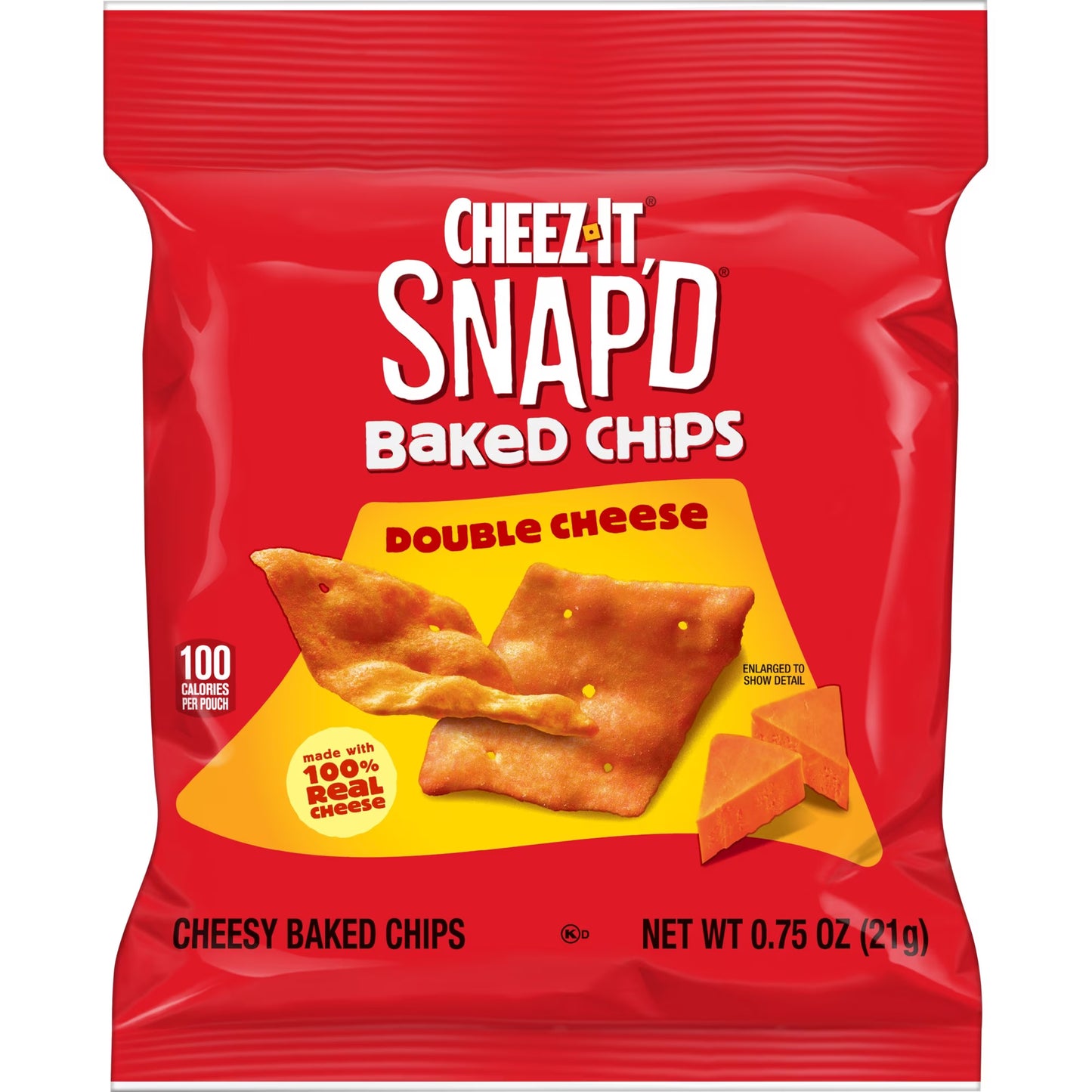 Cheez-It Snap'd Double Cheese Cheesy Baked Chips, Lunch Snacks, 10 Count