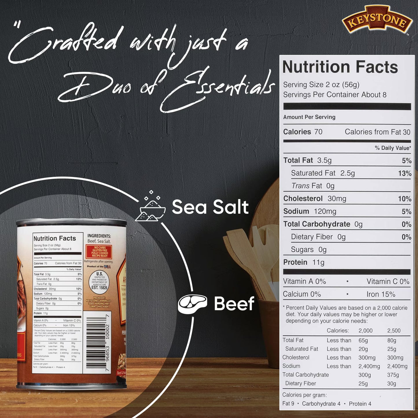 (2 pack) Keystone All Natural Beef, 14.5 oz Can
