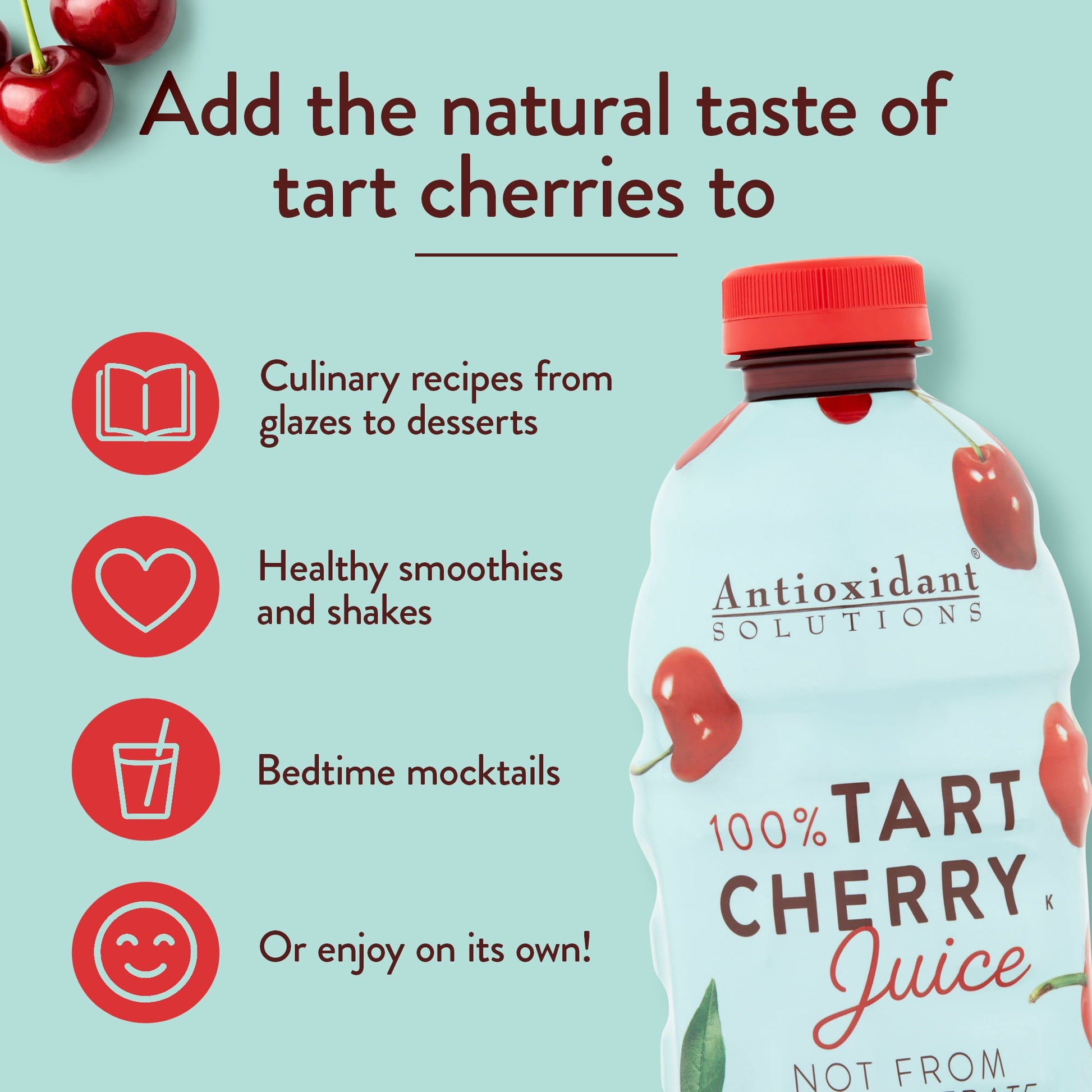 Antioxidant Solutions 100% Pure Tart Cherry Juice Not From Concentrate 32 fl oz