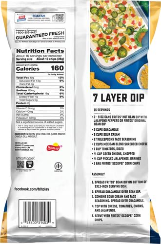 Fritos Scoops!Corn Chips 15.5oz Party Size! Bag (Pack of 2)