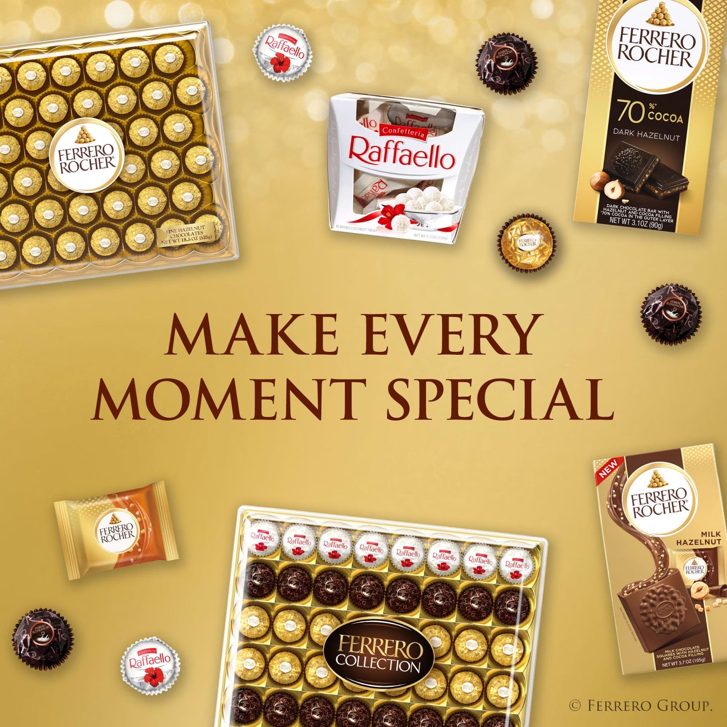 Ferrero Rocher Gourmet Hazelnut Milk Chocolate Gift Box, 12 Individually Wrapped Chocolates, 5.3 oz( pack of 2)