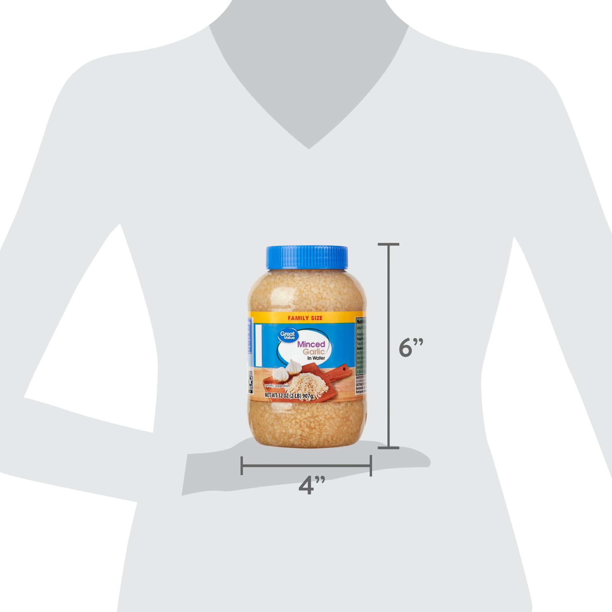 Great Value Family Size Minced Garlic in Water, 32 oz Jar