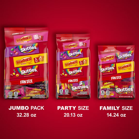 (pack of 2)Skittles & Starburst Fun Size Chewy Candy Variety Bag, Party Size - 20.13 oz Bulk Bag